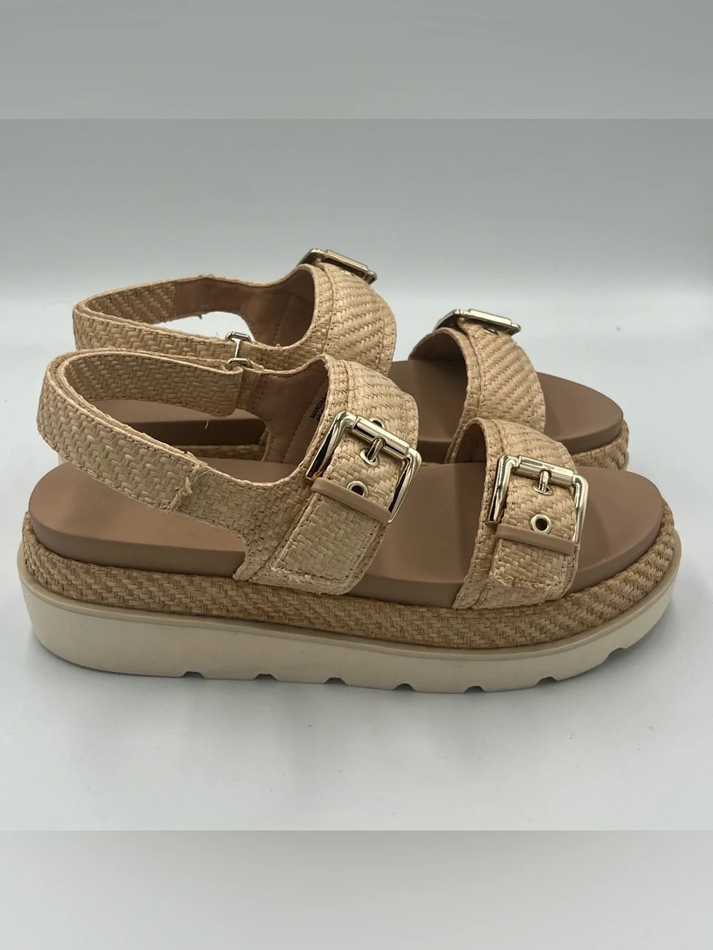 Madden Girl Marciaa Platform Sandals Natural Raffia Women’s Size 8